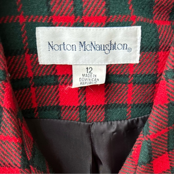 Classic Tartan Plaid Lined Wool Zip Up Blazer, Red, Green, Christmas, Vintage - Picture 5 of 6